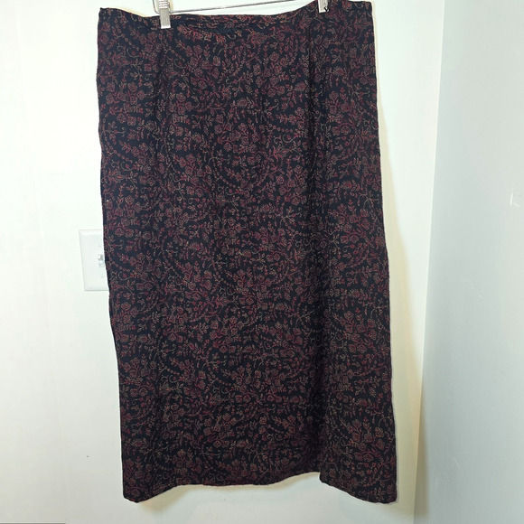 Brown Paisley Midi Skirt Womens L Wrap Forest Fairy Whimsical Gypsy Boho - Picture 2 of 8
